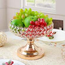 OBOVAY 1 pièce Bol à fruits en cristal doré ajouré, décoration de table, support pour fruits/fleurs artificielles, bol en cristal élégant, décoration de table de fête - Doré - Voir 4