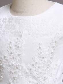 Flower Girl Dress Lace Bridesmaid Dress Kid Wedding Ball Gown Toddler Princess Pageant Evening Dresses - trắng - Xem 6