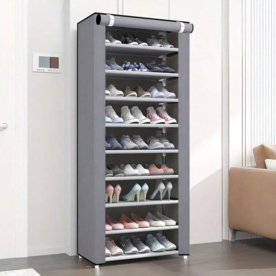 8/10-Layer Shoe Rack With Non-Woven Cover, Easy To Assemble, Portable Shoe Cabinet, Can Store 27-35 Pairs Of Shoes, Suitable For Various Scenes Such As Entrance, Suitable For Sneakers, High Heels And Boots - Màu xám 10 lớp - Xem 1