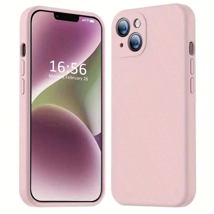 1pc Khaki Slim, Fashionable, Straight Edge Phone Case Designed For Camera Protection, With Soft Microfiber Interior And Shock-Absorbing Function, Compatible With Various Models Of , OnePlus, Realme, Honor, Vivo, Apple Phones, Sizes From 6 To 17
