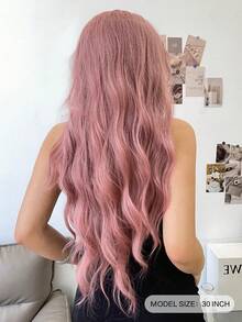 前额蕾丝发网 4*1，1 片合成耐热卷发假发，珊瑚粉，30 英寸长卷发假发，自然外观假发，适合日常使用。 - 珊瑚粉 - 查看 4