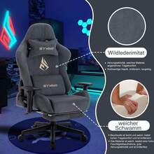Office Chair, Gaming Chair, Breathable Office Chair Made Of High-Quality Fabric, Soft Fur, Ergonomic Computer Chair, Adjustable And Swivel Office Chair With Footrest - 灰色 - 查看 3
