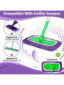 2/4/6/PCS Reusable Mop Pads Refills Fit For - Washable Microfiber Wet And Dry Mop Pad Compatible With Sweeper Mops, Perfect For Surface And Hardwood Floor Cleaning(Mop Is NOT Included) - Multicolor - View 10
