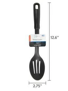 (6 Pack) Slotted Plastic Straining Spoon, Soft-Grip Black Handle, Nylon Head - Black - View 7