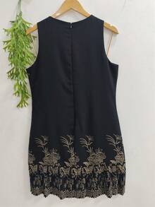Plain  Dress With Fake - Black and Gold - View 2