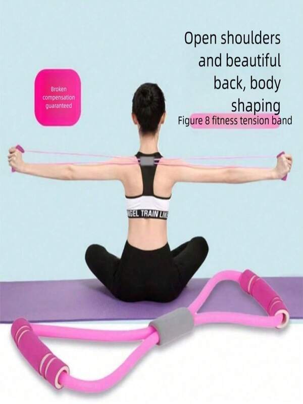 1 Piece TPE Material 8-Shaped Fitness Resistance Band, Chest Expander, Arm|Back Training Elastic Rope, Suitable For Hand And Shoulder Traction Exercise Leisure Equipment, Suitable For Gym Strength Training, Yoga, Pilates, Stretching. Gym Accessories