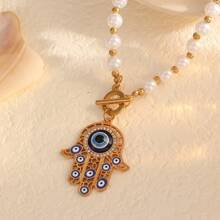 1 pieza Collar de perla blanca y diseño de estrella de mar dorada, elegante y de moda, apto para uso diario, festivales y regalos
