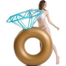 VENDAD-Inflatable Diamond Ring Pool Float Engagement Ring Bachelorette Party Float Stagette Drations Swimming Tube Floaty Outdoor Water Lounge Floats For Adults - Gold - View 2