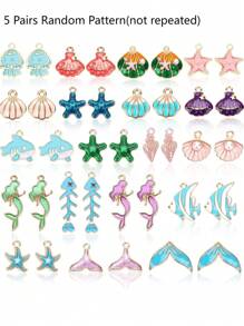 1/5/10/20 pares de encantos del océano para la fabricación de joyas, encantos marinos con temas de playa, surtido de esmalte con animales marinos, estrellas de mar, conchas marinas, colgantes de encanto marinos para collares, aretes, pulseras y manualidades