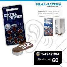 60 Baterias / Pilhas para Aparelho Auditivo EXTRA POWER - tamanho 312