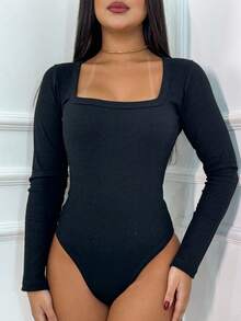 Body Isis Manga Longa Kit Com 3 Peças Moda Feminina Frio Marrom Preto Off Ribana Canelado Premium Inverno - Preto Off Marrom - Visão 3