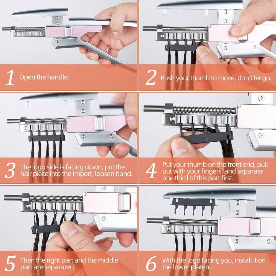 6D 第二代接发工具，独立包装，附带剪发钳，接发工具 | 假发工具 | 接发器，无缝羽毛接发工具，专为沙龙接发设计。（DIY 万圣节派对） - 銀色 - 查看 1