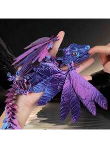 Juguete de modelo impreso en 3D, juguete de dragón volador genial con boca móvil, dragón emplumado impreso en 3D, modelo de dragón volador, modelo de juguete de dragón con articulaciones móviles, decoración de escritorio para el hogar, modelo de juguete de dragón coleccionable