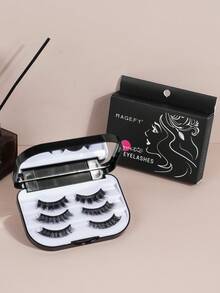 MAGEFY 3 对磁性睫毛，蓬松纤细的睫毛，派对和日常风格的假睫毛，自然外观，持久可重复使用 - 无需胶水，适合旅行的配饰，是送给女性的节日礼物，（您需要购买磁性眼线液笔才能使用，此链接只有睫毛）