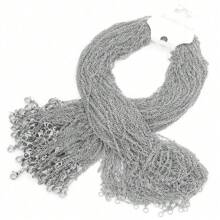 10pcs/Pack 45cm Stainless Steel Flat Oval Link Chain Necklace, Silver Plated DIY Jewelry Accessory