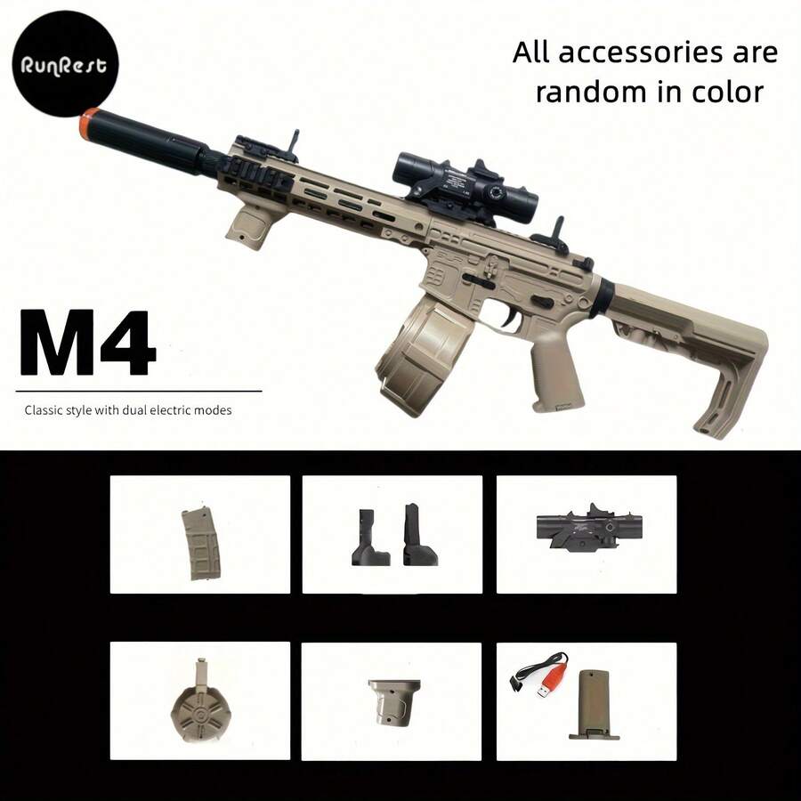 Blaster Gun,Electric Ball Blaster , High Gun Performance Cool Toy Gun, Rechargeable Splatter Ball Toys For Outdoor Activities Shooting Game Party Favors.Christmas And New Year Gifts - Màu be - Xem 1