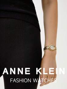 Anne Klein 女士金色石英手表，珍珠母贝易读表盘可调节珠宝扣手链模拟手表，女士时尚圆形防水手表，10/5490MPGB - 金色 - 查看 3