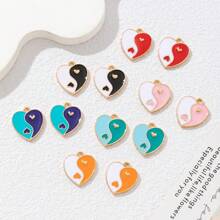 10/12 piezas de Corazones en forma de Bagua Taiji de colores brillantes, decoración DIY para joyería, zapatos, bolsos y manualidades