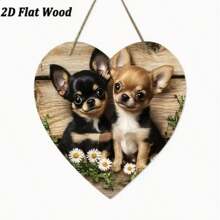 1 Stück, 2D flach, Chihuahua Hund Willkommensschild, rustikales Herz-förmiges Holzschild Wandkunst, geeignet für Zuhause, Büro, Zimmer, Haustür, Garten, Außenbereich, Terrasse, Veranda, Hütte Dekoration