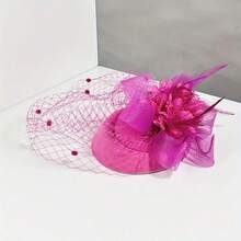 1pc Vintage Women's 20s50s Hair Clip Fascinator Kentucky Derby Hat Flower Mesh Veil With Feathers Pillbox Hat Feather Fascinators Wedding Tea Party Accessories Hat Mini Hats Tiny Hats Mini Top Hat Mini Cap, Gifts, Classy, Festival Outfits, Rave Accessories, Hair Accessories, Gala Night - Multicolor - View 10