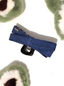 Denim Bow Ribbon Hair Clip - Stylish Black Fabric Accessory, Versatile For Parties & Birthdays, Ideal Mother'S Day Gift Hair Claws Claw Clips Hair Clips Hair Jaw Clip Hair Clamps Hair Clutch Hair Catcher Clip Fashion Hair Accessories