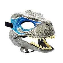Animal Dinosaur Mask Dino Masks For Opening Jaw Realistic Latex Dinosaur Moving Mask For Cosplay Party Birthday Halloween (Blue) - Blue - View 1