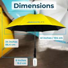 Original Mister Breeze Sun Umbrella With Fan And Mister Umbrella Mister With Builtin Fan For Festivals Beach And More. Yellow - Yellow - View 2