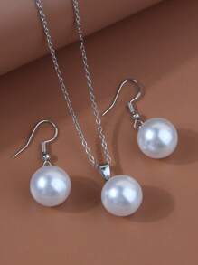 1 conjunto de colar de pérolas elegante feminino com brincos de pérolas conjunto de joias