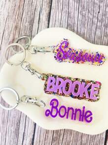 [Customized] 1 Piece Custom Name Tag Acrylic Letter Key Chain, Stylish Two-Color Name Key Chain, Unisex Graduation Gift (6 Styles), Durable, Engraved, Stainless Steel, Colorful, Cute, Funny, Y2K, Fashionable, Unisex, Casual, Customized, Personalized, Unique, His Ideal Gift, She, Boyfriend, Girlfriend, Family, Friends, Ideal Gift For Travel Accessories.
