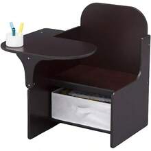 MySize Chair Desk With Storage Bin Kids, Dark Chocolate - Dark Chocolate - View 2