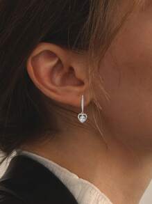 925 Sterling Silber Ohrringe, kubische Zirkonia Herz Anhänger Hypoallergene Ohrringe für den täglichen Gebrauch, Geburtstagsgeschenk