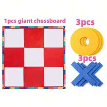 Giant Tic Tac Toe Game Set, 43-Inch Large Game Board With 6pcs 7.8-Inch Game Pieces, Interactive Multi-Player Challenge, Suitable For Team Building, Cooperation, Fun, Family Gatherings, Outdoor Activities, Beach Entertainment