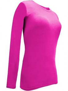 Women's Under Scrub Tee Crew Neck Long Sleeve-Shirt - 霓虹粉紅 - 查看 4