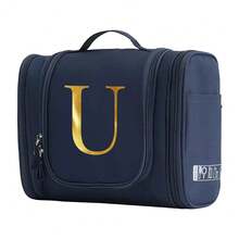 洗漱包化妆包女旅行防水收纳托特包大容量化妆包金色字母印花收纳挂钩美容洗漱包手提包