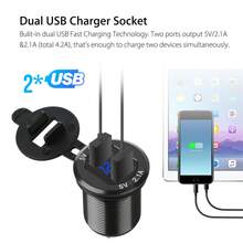 12V Dual USB Car Cigarette Lighter Charger Socket LED Digital Voltmeter Aluminum - 1 - View 10