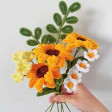 300 Stücke flauschige Pfeifenreiniger Bastelbedarf, goldene Bouquet-Zubehör, Sonnenblumen-Pfeifenreiniger im Großeinkauf, DIY Blumenstrauß Set, Pfeifenreiniger Sonnenblumen Bouquet Herstellung, Bastelbedarf, Abschlussgeschenk, Hochzeitsgeschenk, Muttertagsgeschenk