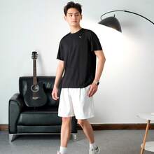Puma 男士短袖休闲透气圆领运动T恤 - 黑色 - 查看 5