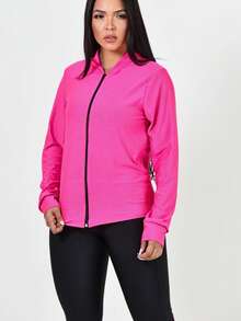 TRIO - 3 Piece Fitness Kit Bomber Jacket + Top + Dry Fit Pants - Hot Pink - View 2