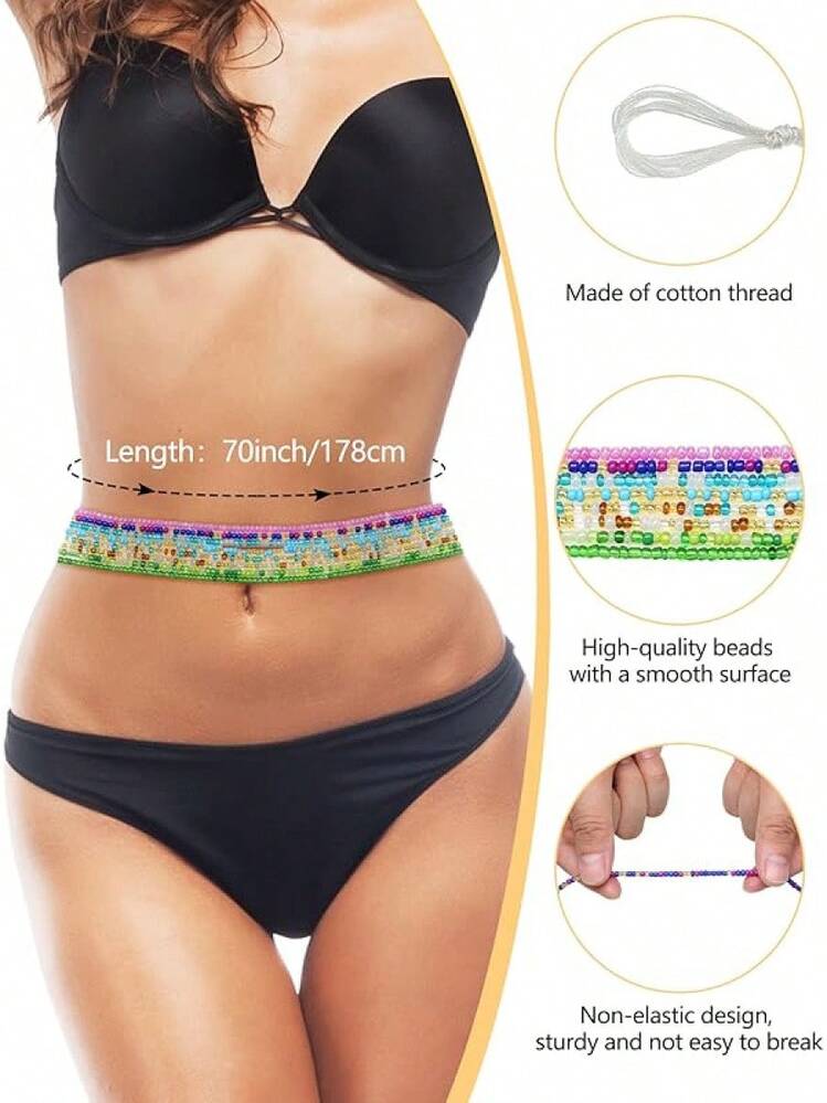 8 piezas Cuentas de cintura de 50 pulgadas Cadena de vientre africana Talla grande Cuentas de Body de vientre para mujeres Accesorios de joyería de cintura coloridos 2025 - Estilo brillante - Añade 5