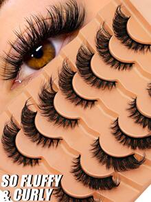7 Pairs Of False Eyelashes Natural Soft D Curl Dramatic 3D False Eyelashes Russian Curl Eyelashes Suitable For Daily Dating - Lông mi  mắt mèo - Xem 1