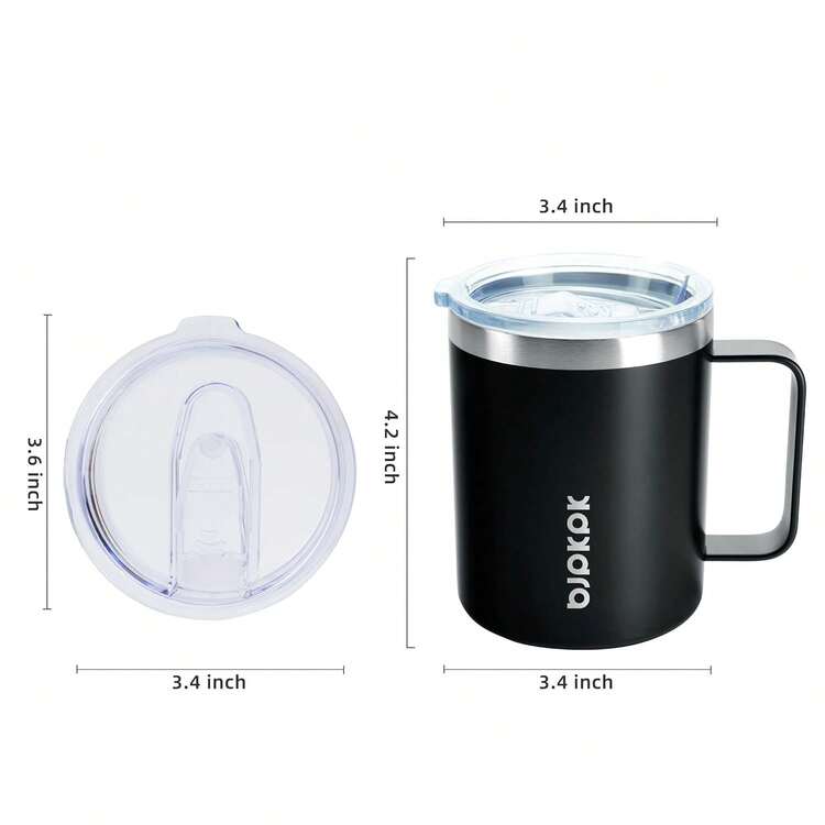 BJPKPK - 2 tazas de café aisladas, 14 onzas con tapa, tazas de café de acero inoxidable con tapa a prueba de salpicaduras, color negro - Rosa claro-14 onzas - Añade 5