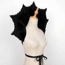 Women's Gothic Vampire Collar Cosplay Cape, Victorian Style, Show Mysterious And Elegant Charm, Suitable For Halloween, Stage Performances And Role-Playing Occasions - màu đen - Xem 4