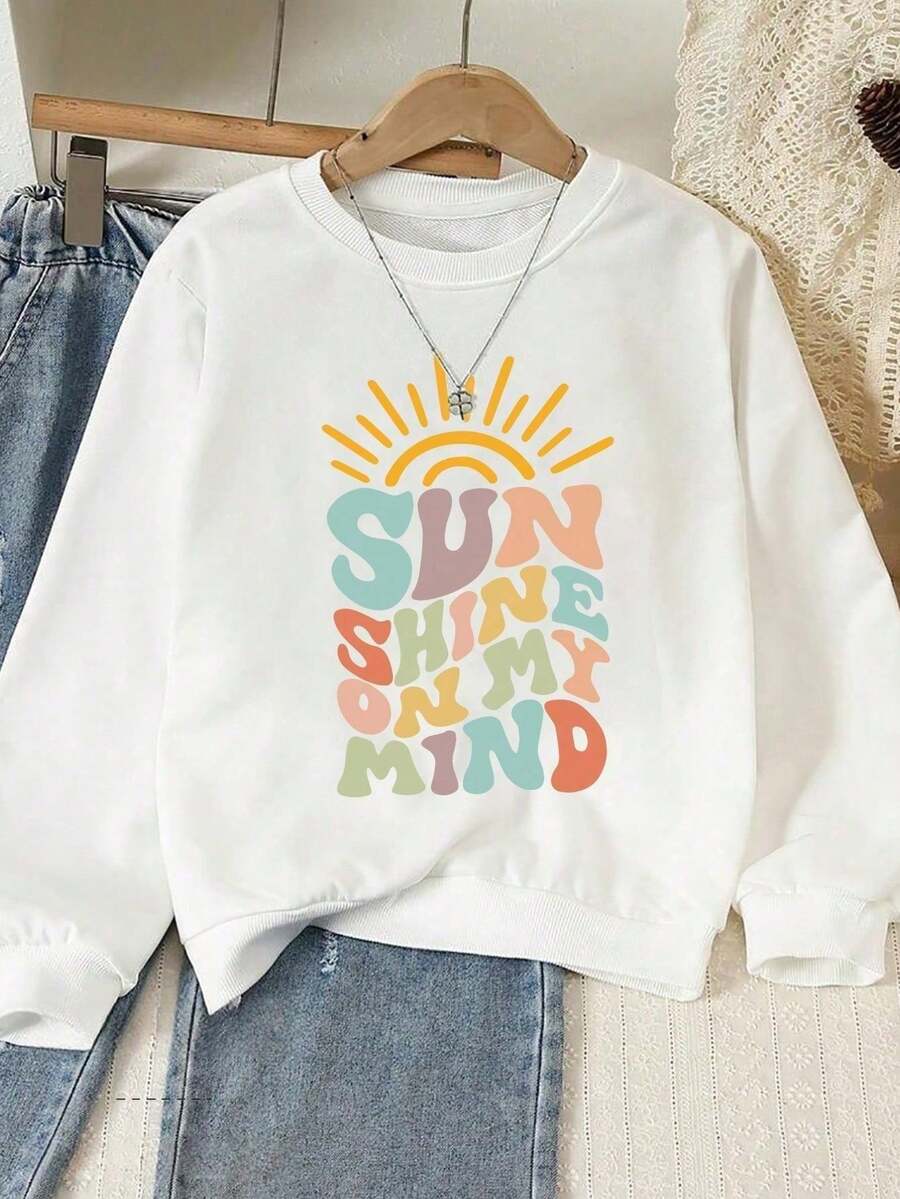 Einfarbiges Damen-Sweatshirt Curve Oversize-Pullover-Sweatshirt, Baumwolloberteile für Damen, Damenbekleidung im Street-College-Stil für Frühling und Sommer, geeignet für Outdoor-Sportbekleidung - Weiss - Übersicht 1