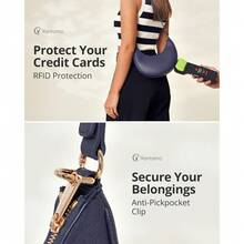 Local Delivery Vantamo Crescent Bags For Women With RFID Protection, Half Moon Clutch Purses For Women With Anti-Theft Clip For Extra Safety - Navy Purple - View 5