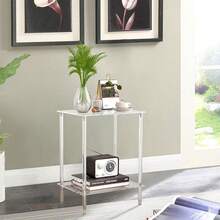2-Tier Acrylic Transparent-Edge Side Table, Modern Home Decor End Table For Bedroom, Living Room, Office