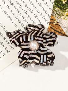 1pc Acrylic Pearl 5-Petal Flower Hair Clip Claw Clip For Bun Hairstyle, Hair Claw, Wholesale