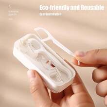 [4 Pack] Portable Floss Dispenser With 48 Dental Floss, Flosser Storage Box For Adults, Tooth Picks Holder Suitable For Tourism And Business Trips, White+Black+Pink+MintGreen - 1 - View 5