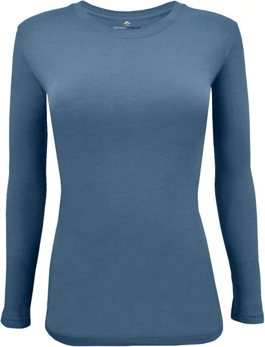 Women's Under Scrub Tee Crew Neck Long Sleeve-Shirt - Stellar Blue - View 1
