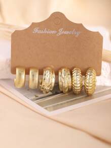 6-18pcs Gold-Color New Resin & CCB Exaggerated C-Shape Water Drop Earrings Fashion Jewelry Set