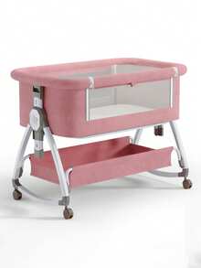 Cuna Corral Bebé Plegable Multifunción - Mosquitero Portátil - Rosa - Ver 1